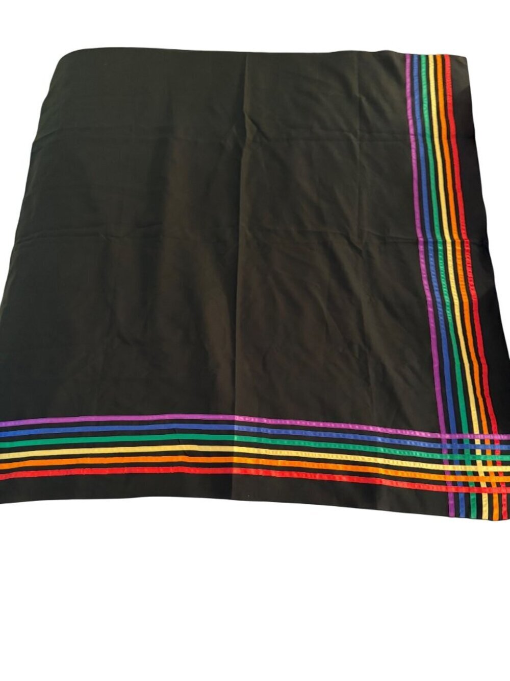 Vibrant Rainbow Pride Scarf Ribbon 43 Inch Black Polyester Comfy All Day Wear